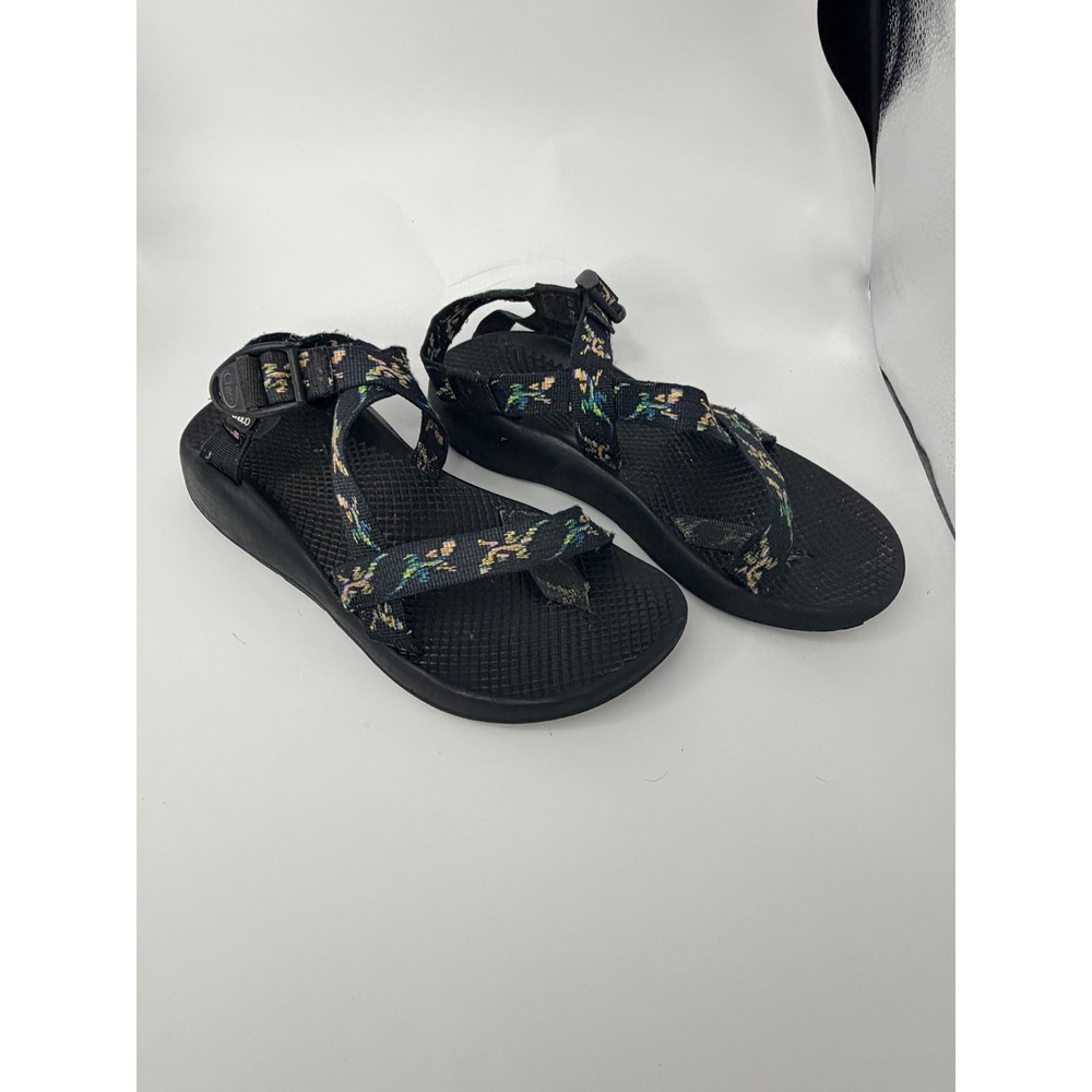 Chaco Z2 Classic Women 9 Black Multi Color Straps Toe Loop Vibram Hiking Sandals